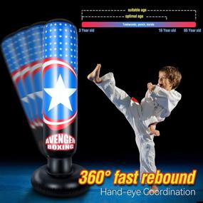 img 3 attached to 🥊 Lynkktoy Inflatable Punching Bag for Kids: 63 Inch Fitness Boxing Bag Stand with Gloves - Ideal for MMA, Karate, Taekwondo - Great Gift for Kids (Ages 3+)