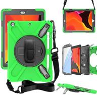 zenrich ipad 10.2 case, ipad 9th/8th/7th generation with screen protector pencil holder kickstand hand strap and shoulder strap, green - ipad 10.2 inch 2021/2020/2019 released logo