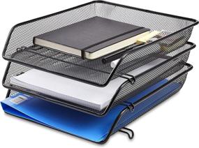 img 2 attached to 📂 Enhanced Triple Stacking Office Tray Organizer by Amazon Basics Mesh