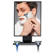 🪞 toilettree products deluxe larger fogless shower shaving mirror: premium black edition with squeegee - large size logo