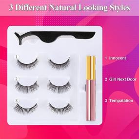 img 3 attached to Enhance Your Eyes with Natural Looking Magnetic Eyelashes and Eyeliner - Perfect for Beginners! No Glue Needed, Waterproof & Smudgeproof - Includes 3 Pairs of Short Magnetic False Eyelashes