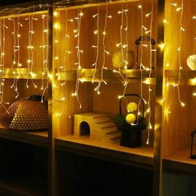 img 3 attached to 🎄 Create a Magical Ambience with LED Window Curtain String Lights, GYDING Christmas 4M/13Ft 96 LED Starry Fairy Lights in 8 Modes - Perfect for Wedding Party, Bedroom, Garden, Patio, Indoors & Outdoors (Warm White, 4)