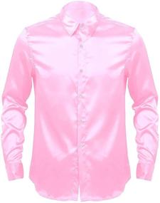 img 3 attached to YiZYiF Sleeve Shiny Button XX Large Men's Clothing for Shirts