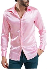 img 4 attached to YiZYiF Sleeve Shiny Button XX Large Men's Clothing for Shirts