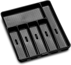 img 3 attached to Madesmart Silverware Tray - Carbon Collection: 6 Compartments, Soft-Grip Lining & Non-Slip Feet, Large - BPA-Free