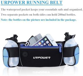 img 3 attached to 🏃 URPOWER Running Belt with Zipper Pockets and Water-Resistant Waist Bag, Including 2 Water Bottles and Suitable for 6.1-inch Smartphones - Ideal for Running, Hiking, Cycling, and Climbing