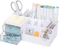 najerao - cute desk pen holder with 2-drawer organizer - white kawaii pencil holder for office, home, school логотип