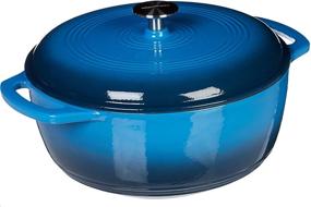 img 4 attached to Blue 6-Quart Enameled Cast Iron Covered Dutch Oven by Amazon Basics