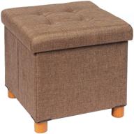 🪑 versatile b fsobeiialeo storage ottoman: tray, foot stools, wooden feet, cube seat, linen brown 15 logo