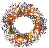 🍁 viyagool 18" led light up wreath for front door decor, fall grape vine multicolor berry wreath - autumn harvest, thanksgiving, christmas decorations (berries wreath) логотип