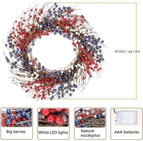 img 3 attached to 🍁 ViyaGool 18" LED Light Up Wreath for Front Door Decor, Fall Grape Vine Multicolor Berry Wreath - Autumn Harvest, Thanksgiving, Christmas Decorations (Berries Wreath)