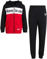👖 набор reebok для мальчиков из двух предметов: флисовая толстовка и спортивные брюки с меховым капюшоном (размер 2t-12) логотип