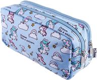 siquk unicorn pencil case: spacious and organized pen 🦄 bag with double zippers, perfect for makeup and stationery storage logo