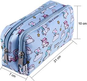 img 3 attached to SIQUK Unicorn Pencil Case: Spacious and Organized Pen 🦄 Bag with Double Zippers, Perfect for Makeup and Stationery Storage