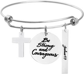 img 4 attached to 📿 Christian Expandable Wire Bangle Bracelet: Stainless Steel Jewelry with Bible Verse Charm - Inspiring Gift for All