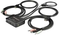 🖥️ startech.com 2 port hdmi kvm switch - ultimate 4k 60hz performance for macbook thinkpad - compact dual port usb desktop kvm switch with integrated cables, audio, and remote switching - bus powered (sv211hdua4k) logo