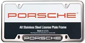 img 4 attached to 🚗 Authentic PORSCHE Stainless Steel Nameplate License Frame – Shiny Silver Finish for a Sleek Look