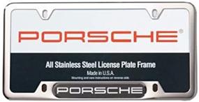 img 3 attached to 🚗 Authentic PORSCHE Stainless Steel Nameplate License Frame – Shiny Silver Finish for a Sleek Look