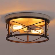 🔦 q&amp;s flush mount ceiling light fixture - ideal for hallway, entryway, kitchen, dining room, bedroom, garage, gazebo, locker - oak white and orb - 2 lights логотип