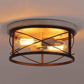 img 4 attached to 🔦 Q&amp;S Flush Mount Ceiling Light Fixture - Ideal for Hallway, Entryway, Kitchen, Dining Room, Bedroom, Garage, Gazebo, Locker - Oak White and ORB - 2 Lights