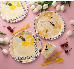 img 2 attached to 🐝 Bumble Bee Party Supplies: Vibrant Yellow Paper Napkins - 6.5 x 6.5 In, 150 Pack