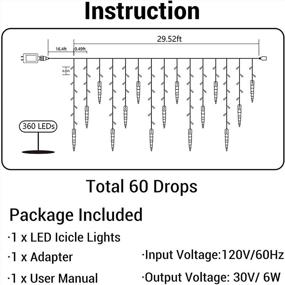 img 2 attached to 🎄 360 LED Connectable Icicle String Lights, 29.5ft with 60 Drops - Window Curtain Fairy Lights, 8 Modes, Twinkle Lights for Christmas Decorations (White)