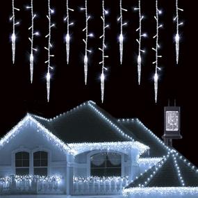 img 4 attached to 🎄 360 LED Connectable Icicle String Lights, 29.5ft with 60 Drops - Window Curtain Fairy Lights, 8 Modes, Twinkle Lights for Christmas Decorations (White)