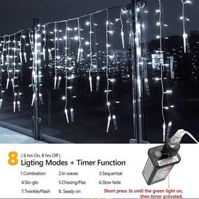 img 3 attached to 🎄 360 LED Connectable Icicle String Lights, 29.5ft with 60 Drops - Window Curtain Fairy Lights, 8 Modes, Twinkle Lights for Christmas Decorations (White)