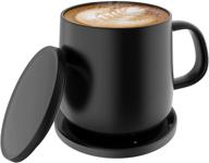 ☕️ enhance your coffee experience with apekx auto on/off gravity-induction coffee mug: intelligent temperature control, cup warmer, and wireless charging - perfect gift for home office (mug included) in black logo