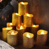 ✨ gold glitter led tea light candles: 24-piece christmas flameless votive candles for wedding centerpieces & party decoration - battery operated логотип