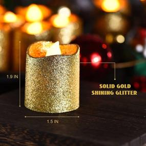 img 3 attached to ✨ Gold Glitter LED Tea Light Candles: 24-Piece Christmas Flameless Votive Candles for Wedding Centerpieces & Party Decoration - Battery Operated