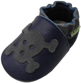 img 4 attached to 👶 SAYOYO Baby Skull Soft Sole Leather Shoes: Stylish and Comfortable Footwear for Infants and Toddlers