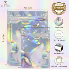 img 3 attached to ZENSEAL 120 Pack Smell Proof Bags - 4x6 Airtight Holographic Mylar Bags with Labels