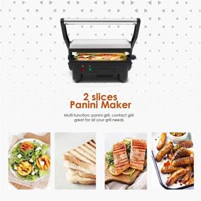 img 1 attached to 🥪 Elite Gourmet EPN-2976 Panini Press: 180° Flat Opening, PFOA-Free Non-Stick Sandwich Maker - Indoor Contact Grill with Removable Grease Tray