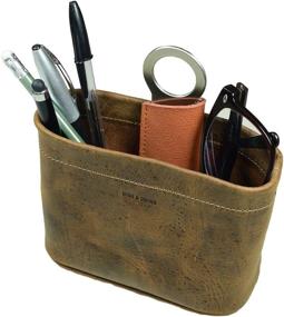 img 2 attached to 📚 Hide & Drink Leather Desk Organizer Bag: Durable 101 Year Warranty, School & Office Supplies, Handmade Accessories in Bourbon Brown