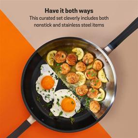 img 2 attached to 🍳 Meyer Accent Series - 6 Piece Essential Cookware Set, Hard Anodized Nonstick and Stainless Steel Pots and Pans, Matte Black Finish