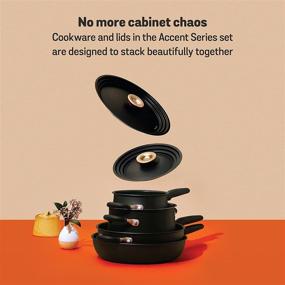 img 1 attached to 🍳 Meyer Accent Series - 6 Piece Essential Cookware Set, Hard Anodized Nonstick and Stainless Steel Pots and Pans, Matte Black Finish