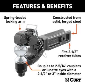 img 2 attached to 🔒 CURT 48012 Pintle Hitch with 2-5/16-Inch Trailer Ball: Secure & Versatile for 20,000 lbs Loads, Fits 2-1/2-Inch Receiver, Durable Black Finish