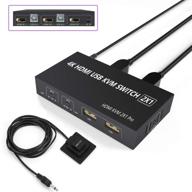 🔀 kvm hdmi switch: 2-in-1 usb hdmi switch for keyboard, mouse, printer, and monitor sharing - supports 4k@30hz - ideal for pc, laptop, xbox, ps4, hdtv - includes 2x usb cable, 1x switch controller, 1x 5v dc power cable logo