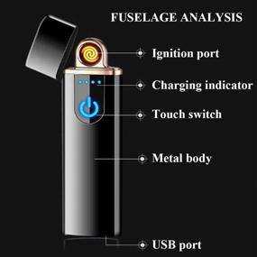 img 1 attached to 🔥 Smart Double Sided USB Charging Lighter – Windproof, Smokeless, Flameless, Mute – Portable Touchscreen Electronic Lighter for Cigar, Cigarette, Pipe – Includes USB Charging Cable