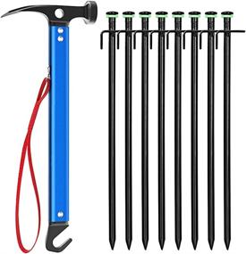 img 4 attached to 🏕️ Sahara Sailor Tent Stakes - Set of 8 Heavy-Duty Iron Tent Stakes (0.35lbs) with Super Light Tent Mallet Hammer (0.84lbs) - Unbreakable and Inflexible Tent Pegs for Camping, Hiking, Backpacking, and Gardening