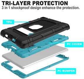 img 1 attached to Teal Blue Hybrid Shockproof Rugged Drop Protection Cover with Kickstand for iPad 9.7 Inch A1893/A1954/A1822/A1823 - Compatible with iPad 6th Generation, iPad 5th Generation, and New iPad 9.7 Inch