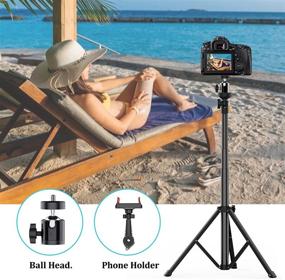 img 1 attached to Camera Tripod with Ring Light: Extendable 55-Inch Aluminum Stand for DSLR & Phone - 360 Degree Ball Head, Remote Shutter, Carrying Bag Included