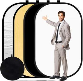 img 4 attached to Konseen 4-in-1 Collapsible Pop Up Backdrop Reflector Panel: Reversible Black/White 1.5x2 M/5x6.5ft Chromakey Cotton Muslin Backdrop with Carry Bag - Perfect for Photography!