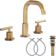 ggstudy antique brass 8-inch widespread bathroom sink faucet with swivel spout, 2 handles, and pop up drain - perfect for bathroom vanity logo