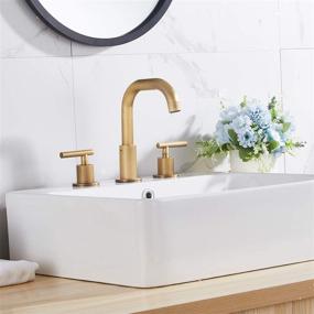 img 1 attached to GGStudy Antique Brass 8-inch Widespread Bathroom Sink Faucet with Swivel Spout, 2 Handles, and Pop Up Drain - Perfect for Bathroom Vanity