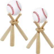 ⚾ ronyoung 2sets wooden baseball stand holder display base ball stand logo