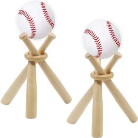 img 4 attached to ⚾ RONYOUNG 2Sets Wooden Baseball Stand Holder Display Base Ball Stand