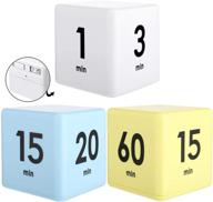 multi-functional cube timers for effective time management - kids timer, game timer, study timer, workout timer - 1, 3, 5, 10, 15, 20, 30, 60 minutes - white, yellow, blue logo