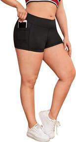 img 3 attached to Women’s Comfy Plus-Size Athletic Shorts with 🩳 Side Pockets - B.BANG Running Workout Shorts for Women